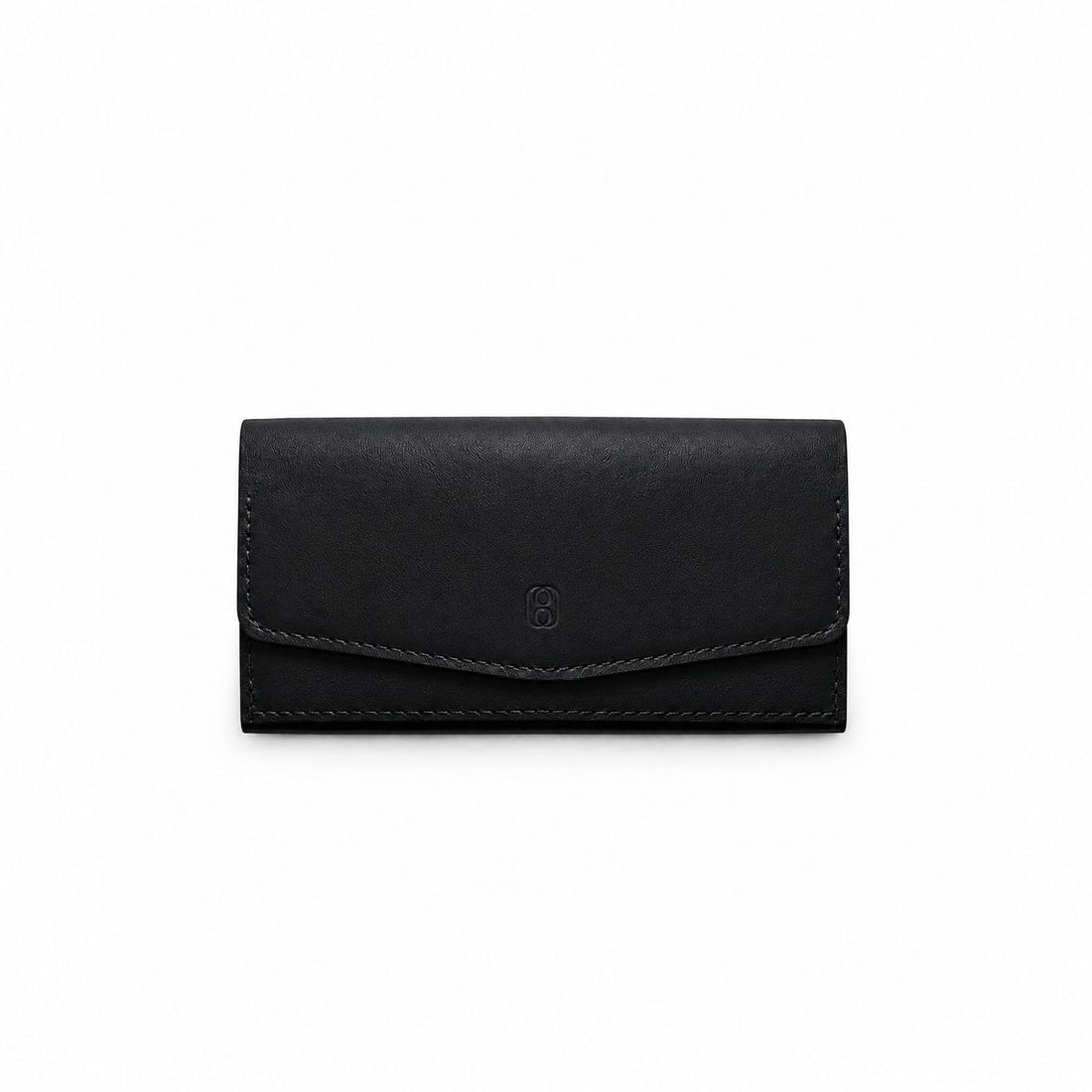 Avel Slim Wallet preta fechada, carteira em pele verdadeira